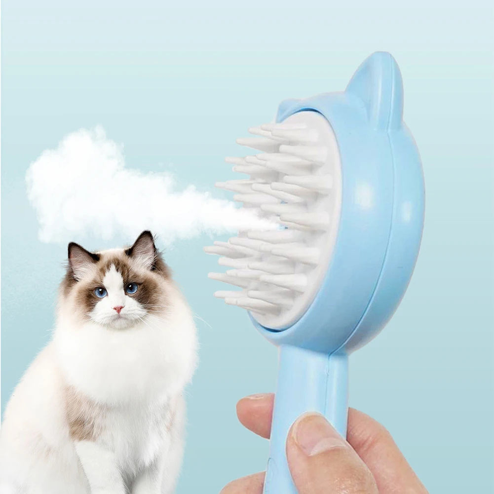 Rechargeable Mist Cat Brush – Self-Cleaning Grooming Tool for Pets