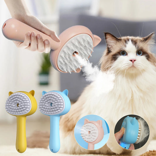 Rechargeable Mist Cat Brush – Self-Cleaning Grooming Tool for Pets