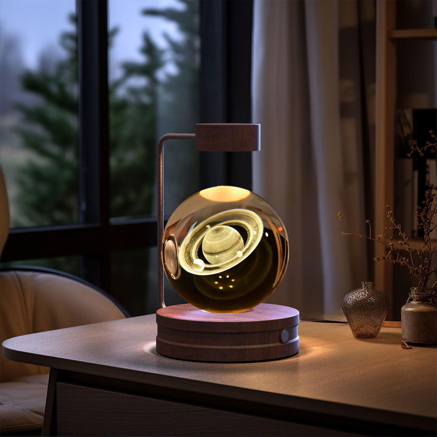 Crystal Ball Dinosaur Night Light – USB Powered Cosmic Bedside Lamp