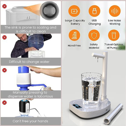 Automatic Water Dispenser with Stand – Rechargeable Desktop Bottle Pump