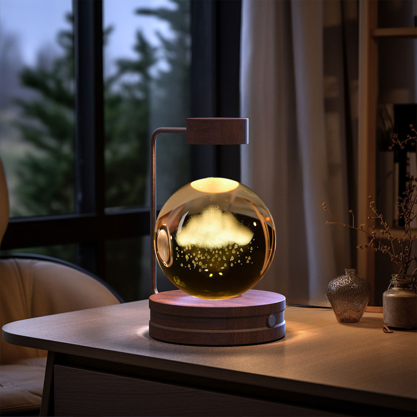 Crystal Ball Dinosaur Night Light – USB Powered Cosmic Bedside Lamp
