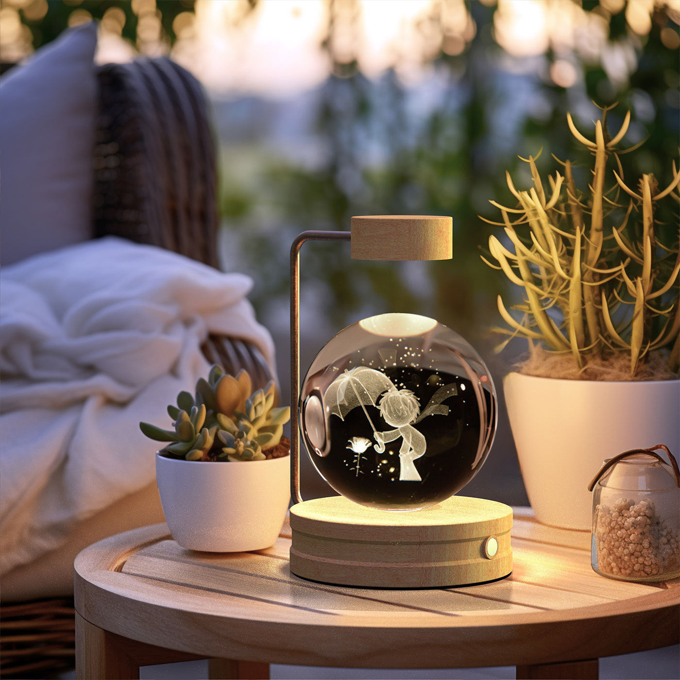 Crystal Ball Dinosaur Night Light – USB Powered Cosmic Bedside Lamp