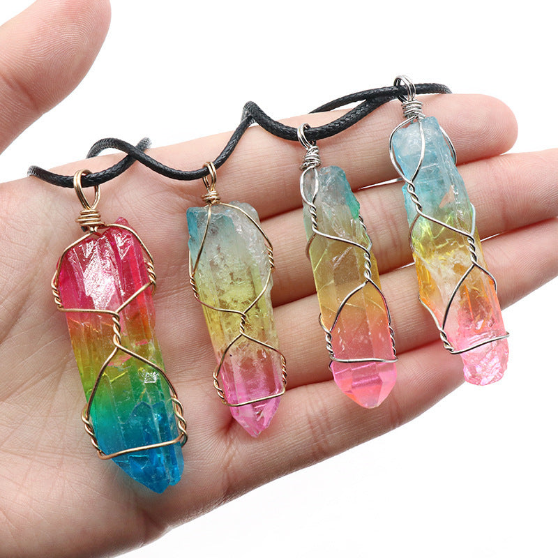 Crystal Pillar Tree of Life Pendant – Trendy Stone Necklace