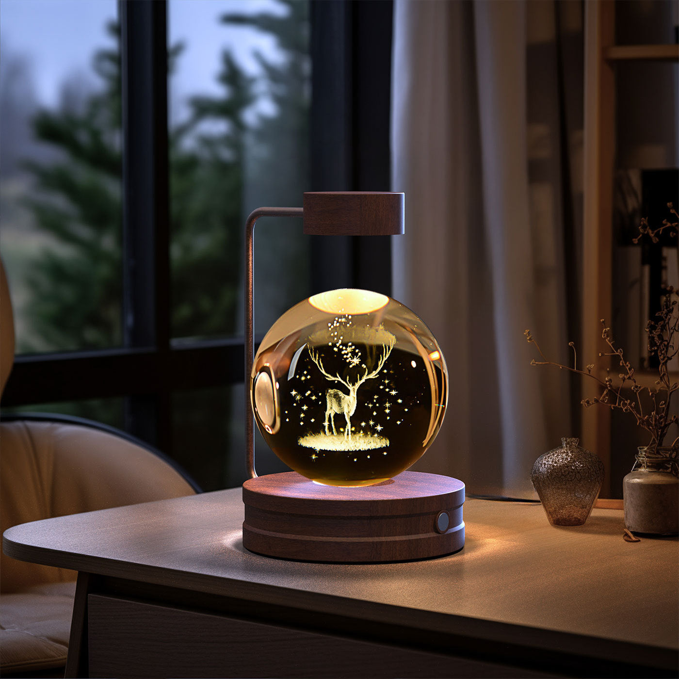 Crystal Ball Dinosaur Night Light – USB Powered Cosmic Bedside Lamp