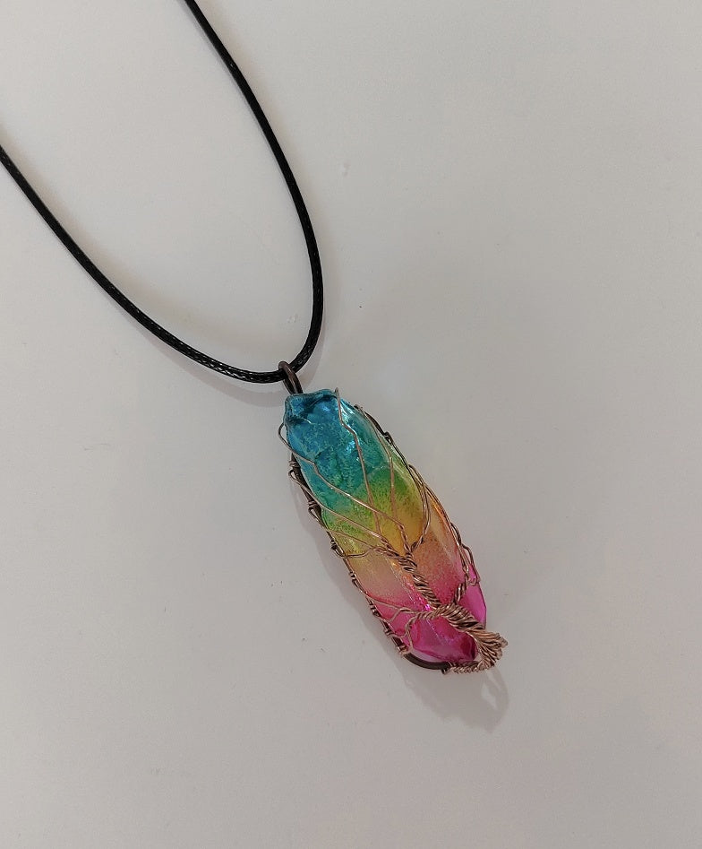 Crystal Pillar Tree of Life Pendant – Trendy Stone Necklace