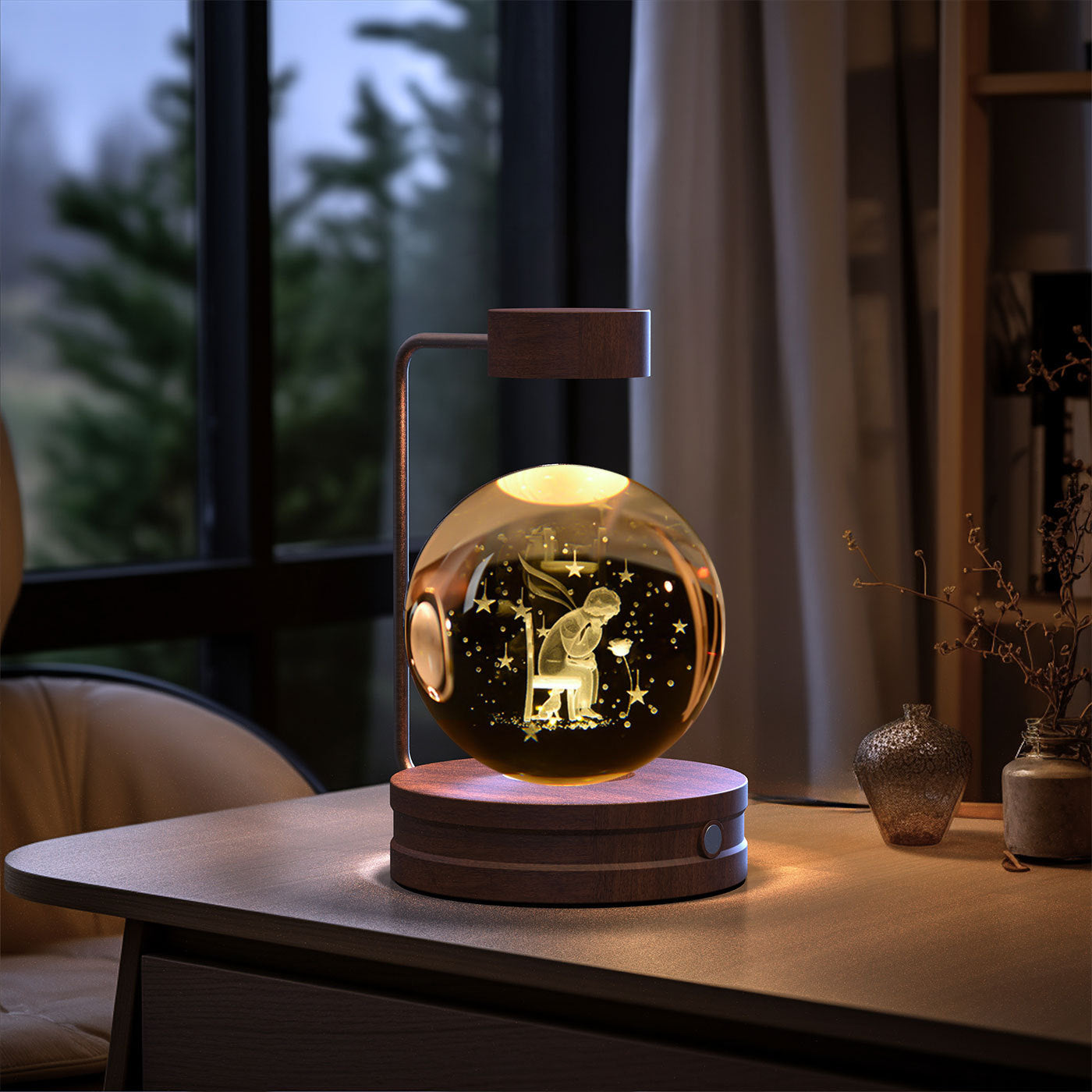 Crystal Ball Dinosaur Night Light – USB Powered Cosmic Bedside Lamp