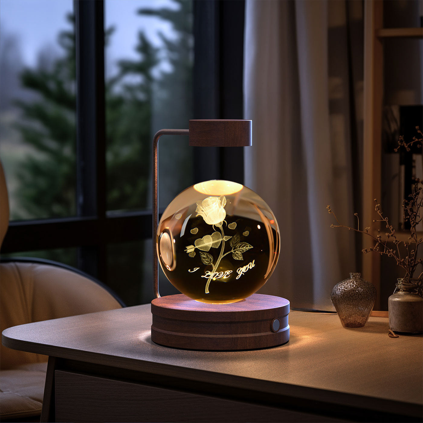 Crystal Ball Dinosaur Night Light – USB Powered Cosmic Bedside Lamp