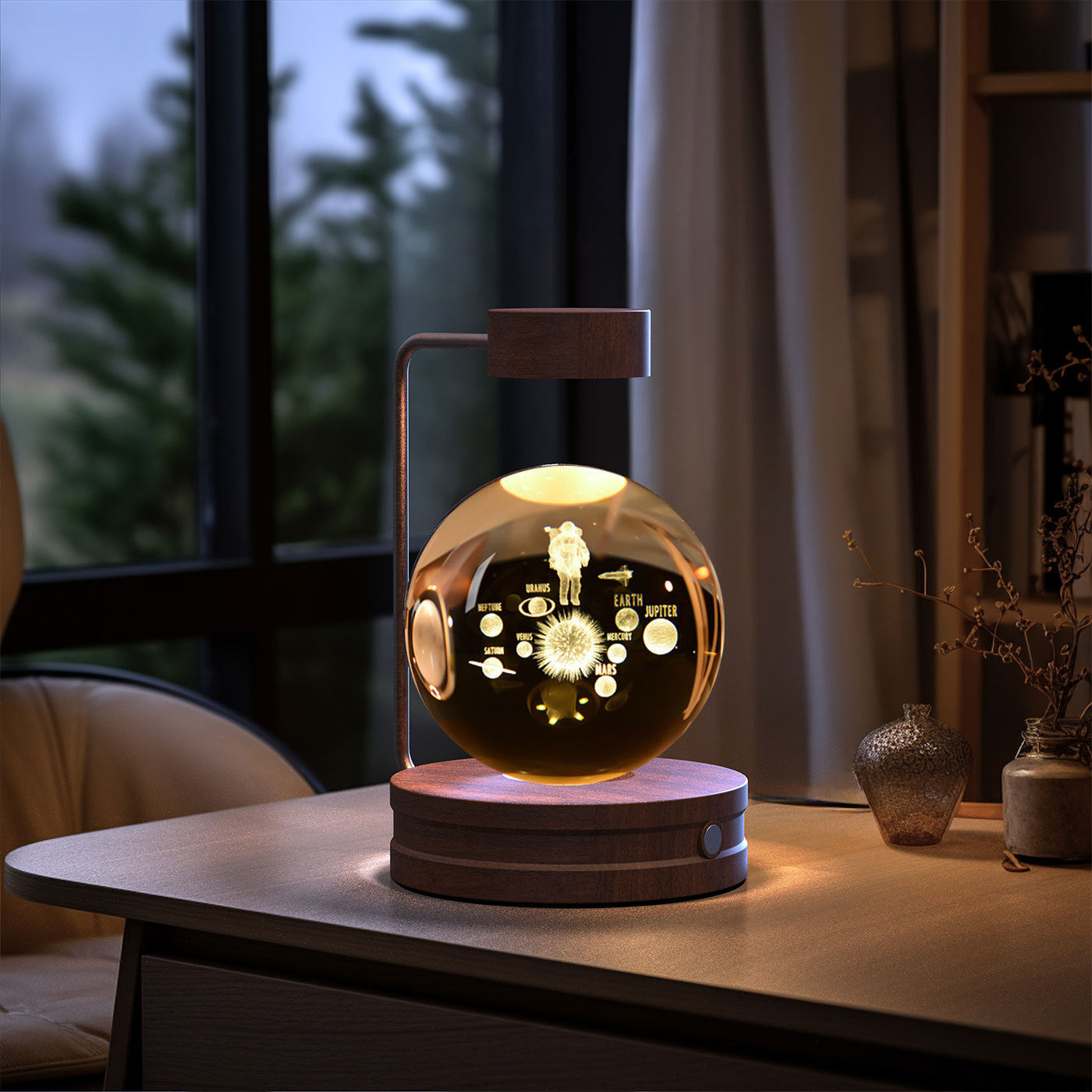 Crystal Ball Dinosaur Night Light – USB Powered Cosmic Bedside Lamp