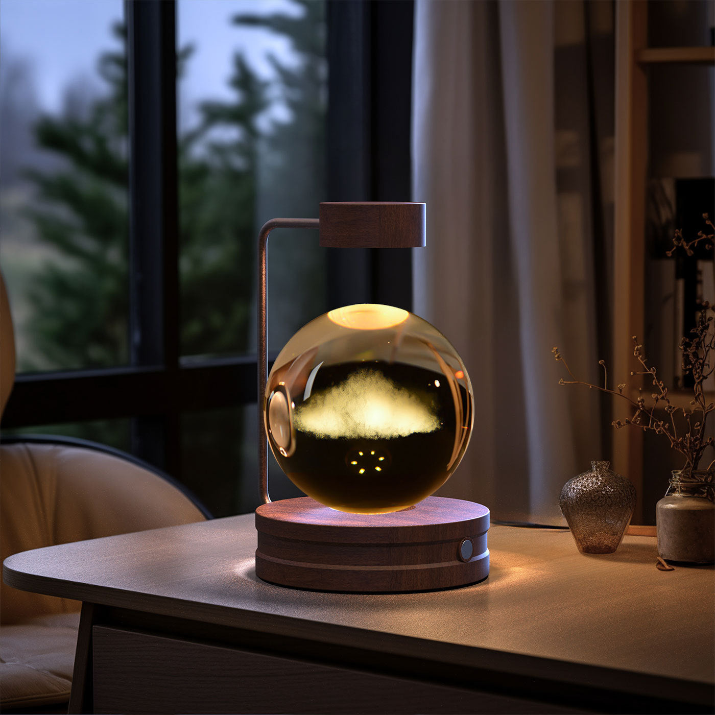 Crystal Ball Dinosaur Night Light – USB Powered Cosmic Bedside Lamp