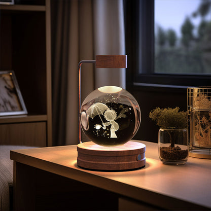 Crystal Ball Dinosaur Night Light – USB Powered Cosmic Bedside Lamp