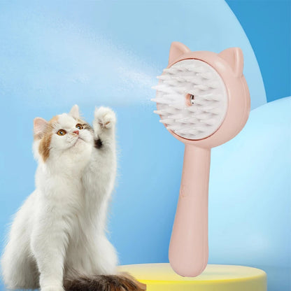 Rechargeable Mist Cat Brush – Self-Cleaning Grooming Tool for Pets