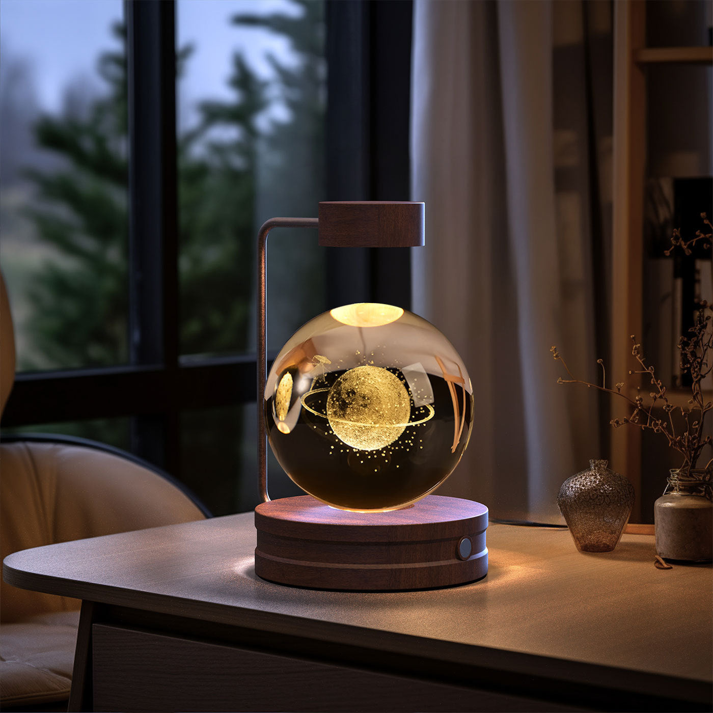 Crystal Ball Dinosaur Night Light – USB Powered Cosmic Bedside Lamp