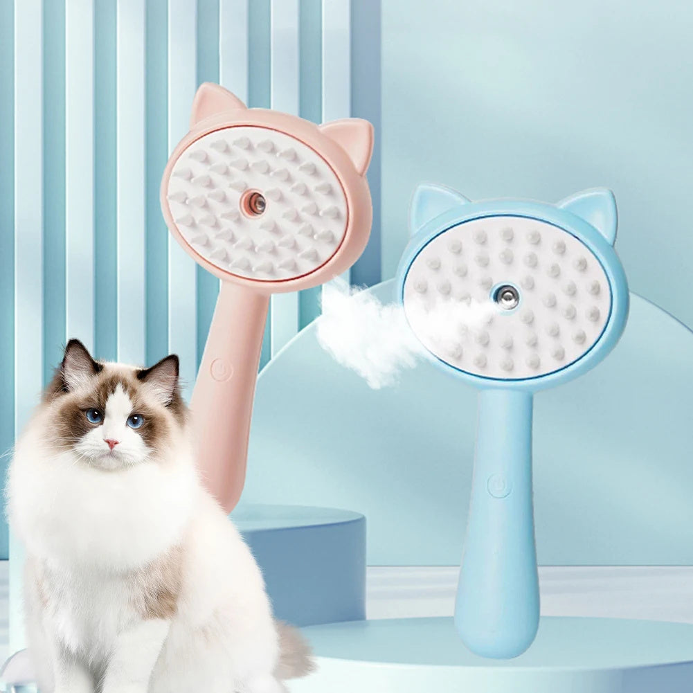 Rechargeable Mist Cat Brush – Self-Cleaning Grooming Tool for Pets