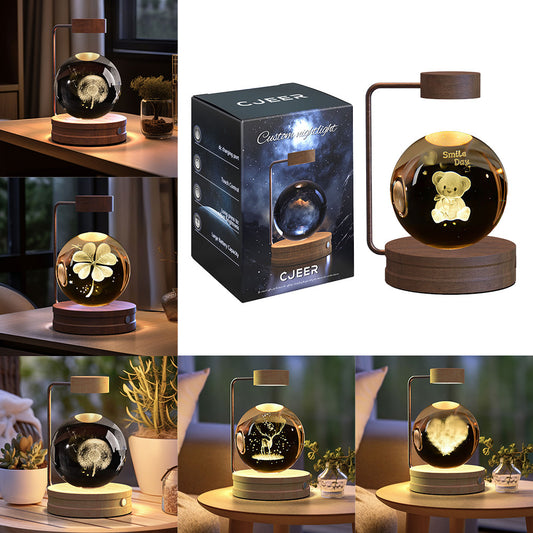 Crystal Ball Dinosaur Night Light – USB Powered Cosmic Bedside Lamp
