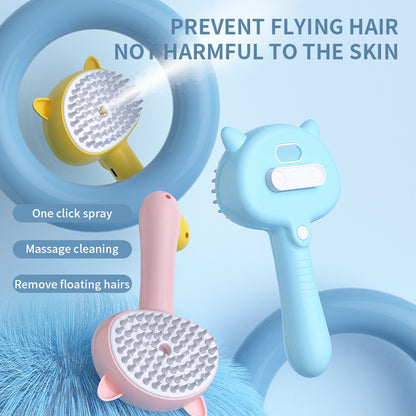 Rechargeable Mist Cat Brush – Self-Cleaning Grooming Tool for Pets